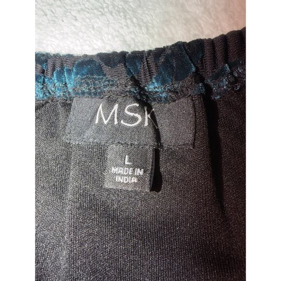 MSK Velvet Burnout Top Whimsy Goth Witchy Women's large Teal Black Marie Sleeve - Picture 4 of 10